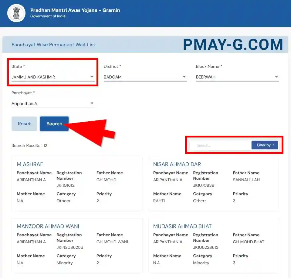 Jammu and Kashmir PMAY-G Permanent Waiting List 2025-26